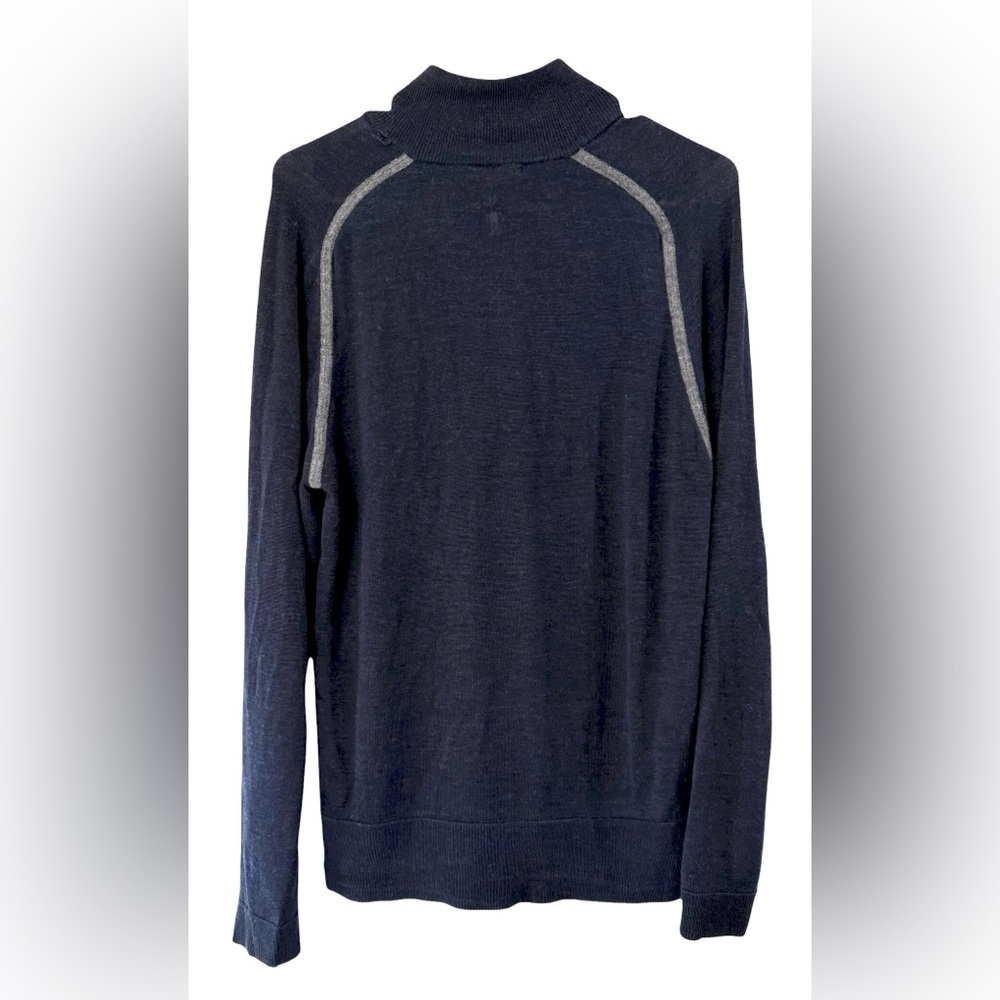 Smartwool Men’s 1/4 Zip Sweater Navy &Gray Size Medium Merino Wool Blend *Read - Picture 2 of 7